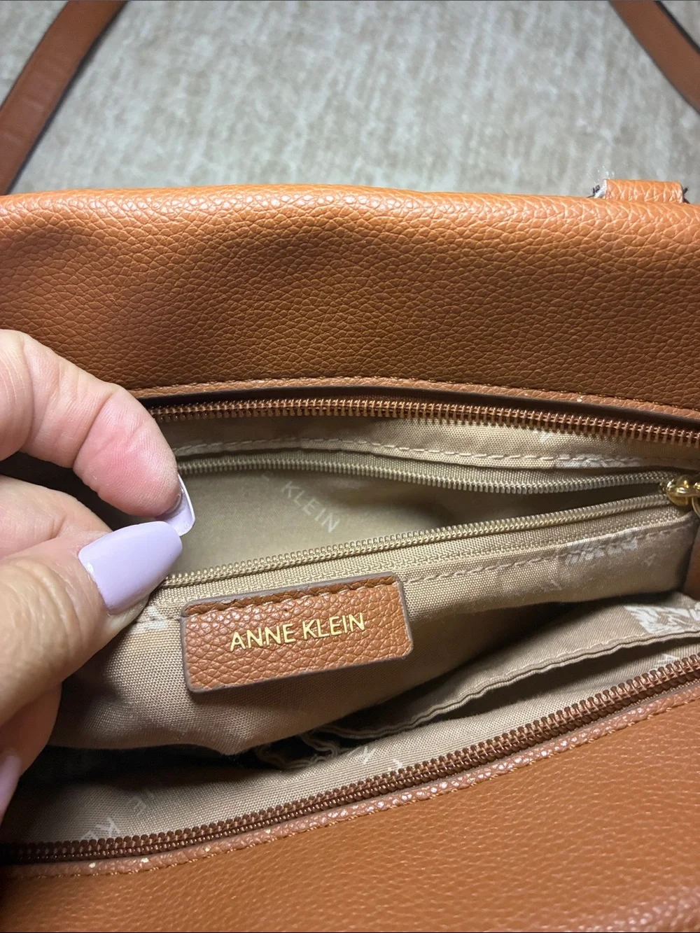 Pebbled Leather Satchel in Cognac Brown‎